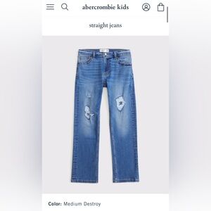 Abercrombie Kids Medium Blue Distressed Straight Jeans